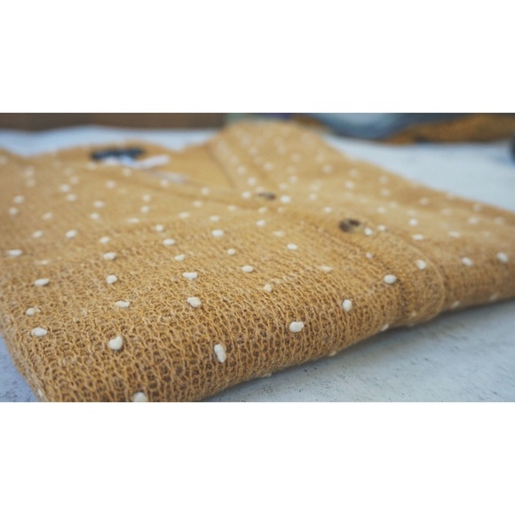 NEW Mustard Button Down Tie Front Top Knit Thermal - Picture 7 of 8